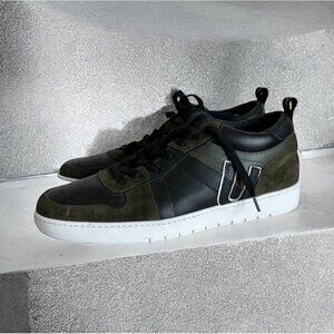 EMANUEL UNGARO Paris Mens Black Olive Green Suede Sneakers Sz 13 NEW without box